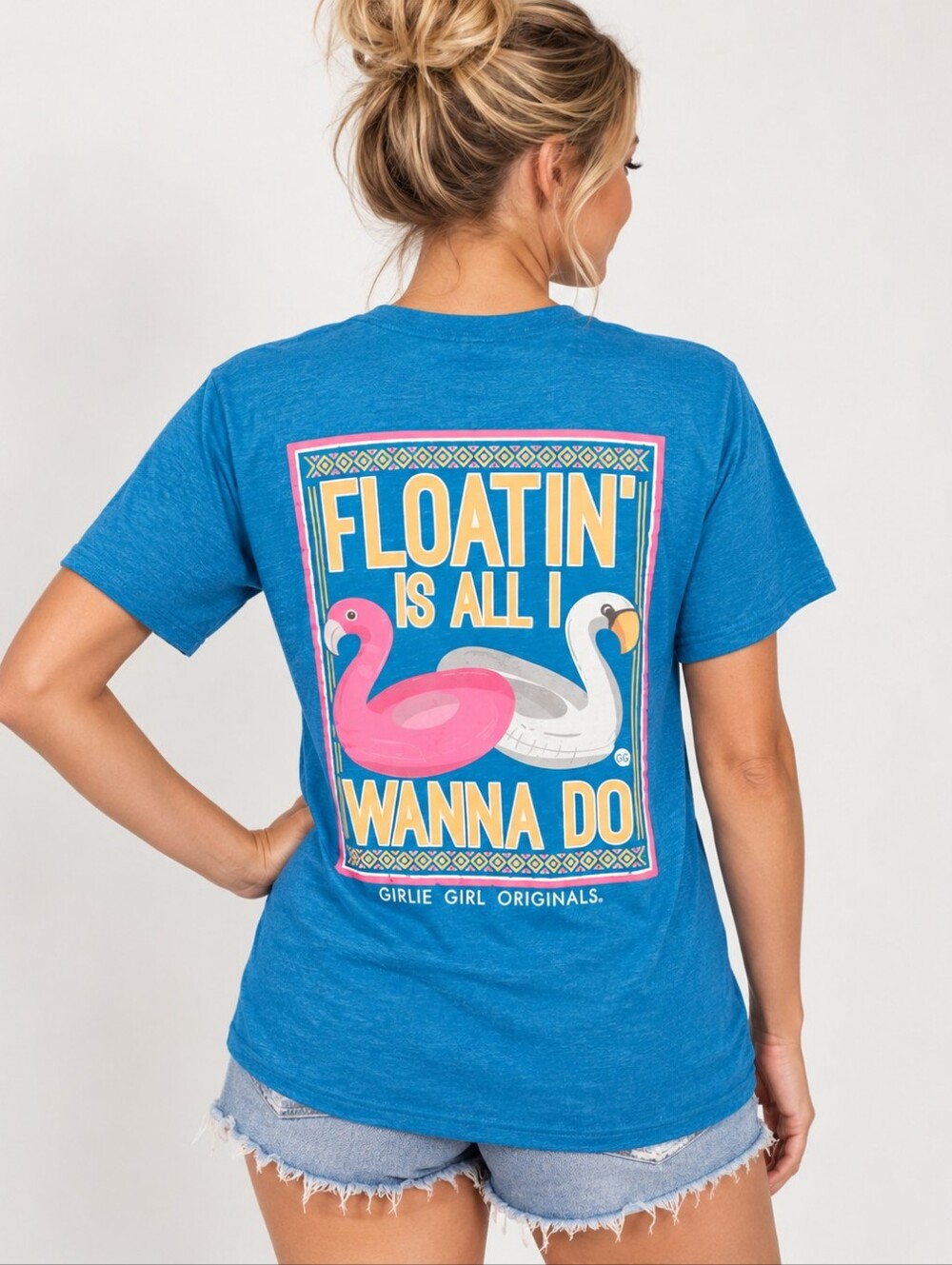 GIRLIE GIRL | Women’s Heather Blue “Floatin’” Graphic T-Shirt